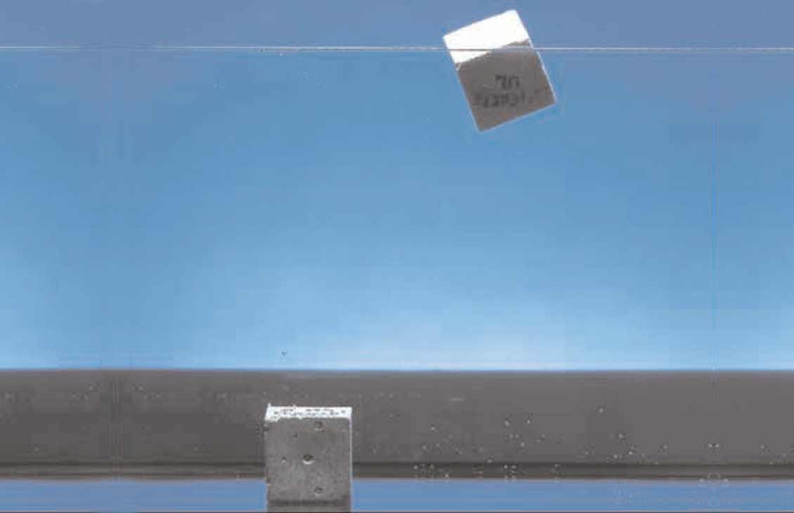 Low-density LiteCRETE cement or foamed cement floats on water. After a short period, the high-porosity foamed cement sinks as a result of water absorption.